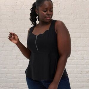 Torrid Black zip up Bengaline corset style peplum sleeveless Top Size 4 X
